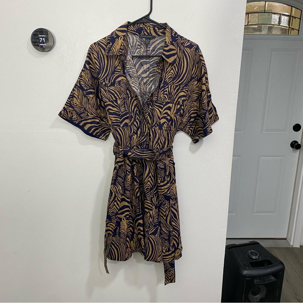 Banana Republic Linen Utility Dress Printed‎ Safari Size Medium